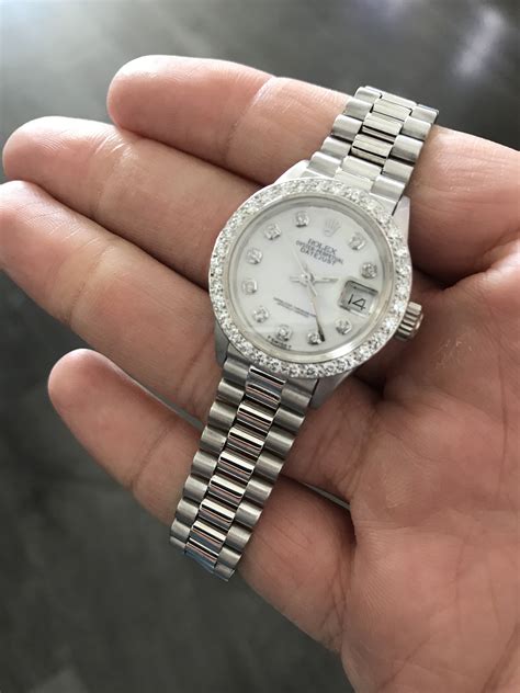 rolex president white gold diamonds|rolex presidential white gold.